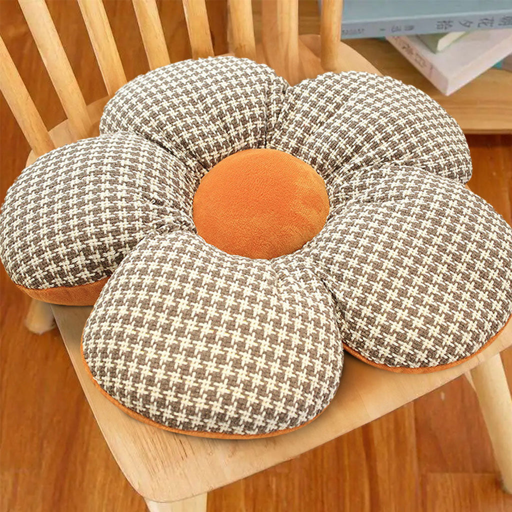 SOGA Orange Flower Cushion Shaped for Floor and Sitting Throw Pillow