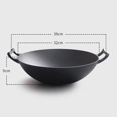 SOGA 2X 32cm Commercial Cast Iron Wok FryPan Fry Pan with Double Handle