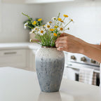 SOGA 30x19cm White and Grey Medium Ceramic Flower Vase Elegant Living Room Home Decor