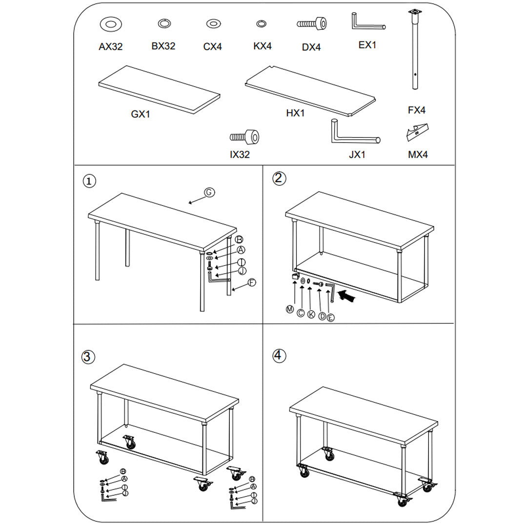 SOGA 80cm Commercial Catering Kitchen Stainless Steel Prep Work Bench Table with Wheels