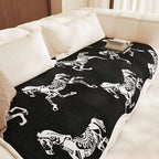 SOGA Four-Seater Black Horse Print 90x260cm Throw Blanket Sofa Cover $ 144