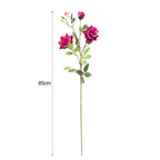 SOGA 67cm Blue Glass Tall Floor Vase and 12pcs Dark Pink Artificial Fake Flower Set