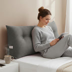 SOGA 2X 120cm Grey Triangular Wedge Bed Pillow Headboard Backrest Bedside Tatami Cushion Home Decor
