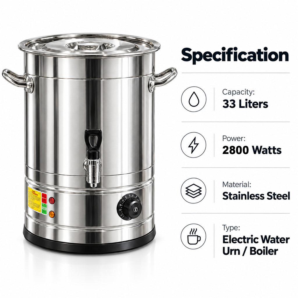 SOGA 2X 33L Stainless Steel URN Commercial Water Boiler 2200W