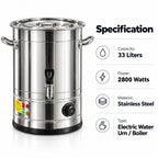 SOGA 2X 33L Stainless Steel URN Commercial Water Boiler 2200W