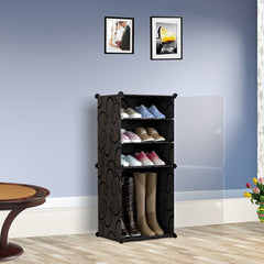 SOGA 2X 4 Tier Shoe Rack Organizer Sneaker Footwear Storage Stackable Stand Cabinet Portable Wardrobe with Cover