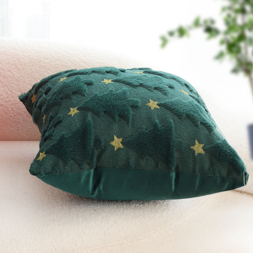 SOGA 2X 45cm Festive Teal Christmas Tree Gold Star Holiday Throw Pillow