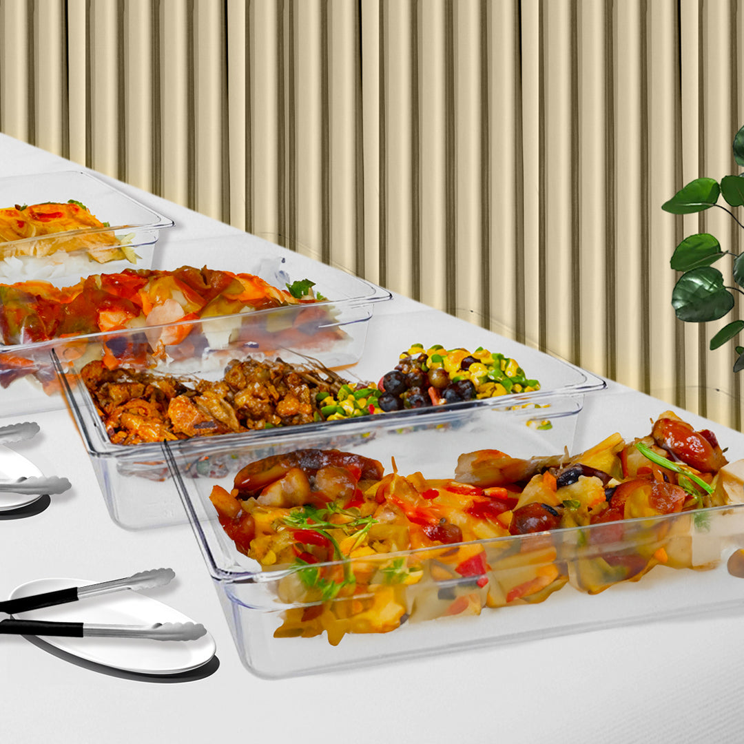 SOGA 65mm Clear Gastronorm GN Pan 1/3 Food Tray Storage Bundle of 4