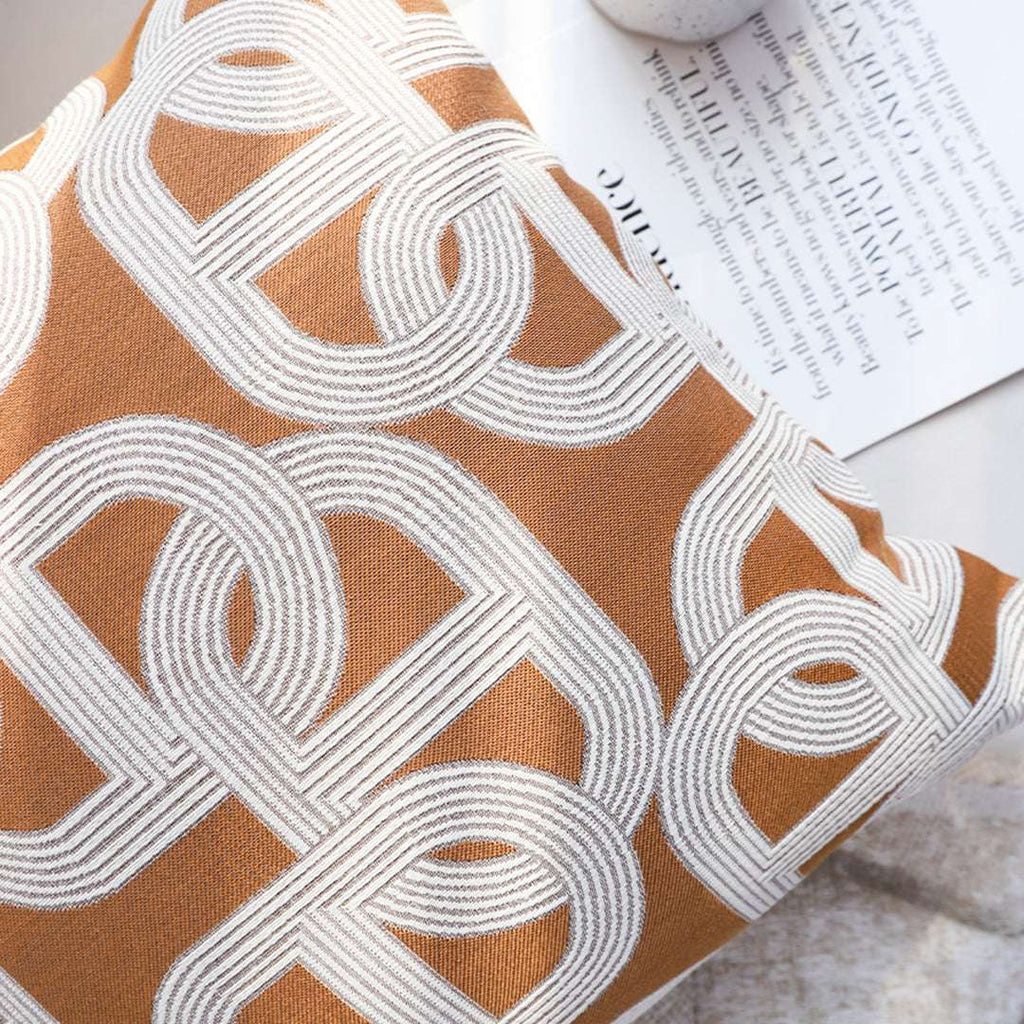 SOGA 2X 50cm Artistic Camel Brown White Geometric Pattern Throw Pillow $ 142