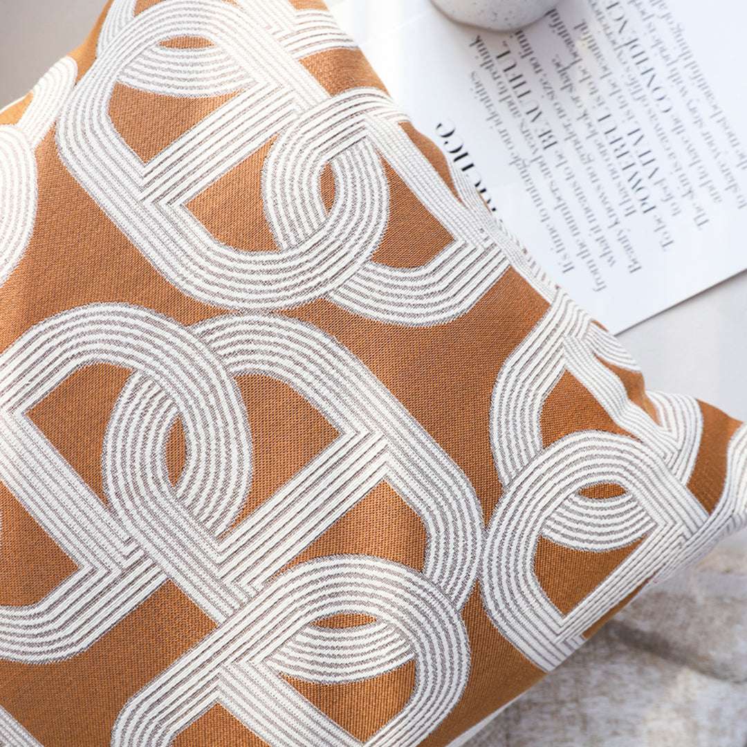 SOGA 2X 50cm Artistic Camel Brown White Geometric Pattern Throw Pillow $ 142