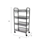 SOGA 2X 4 Tier Steel Black Bee Mesh Kitchen Cart Multi-Functional Shelves Storage Organizer with Wheels