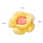 SOGA 2X Yellow Double Flower Shape Cushion Soft Bedside Floor Plush Pillow Home Decor