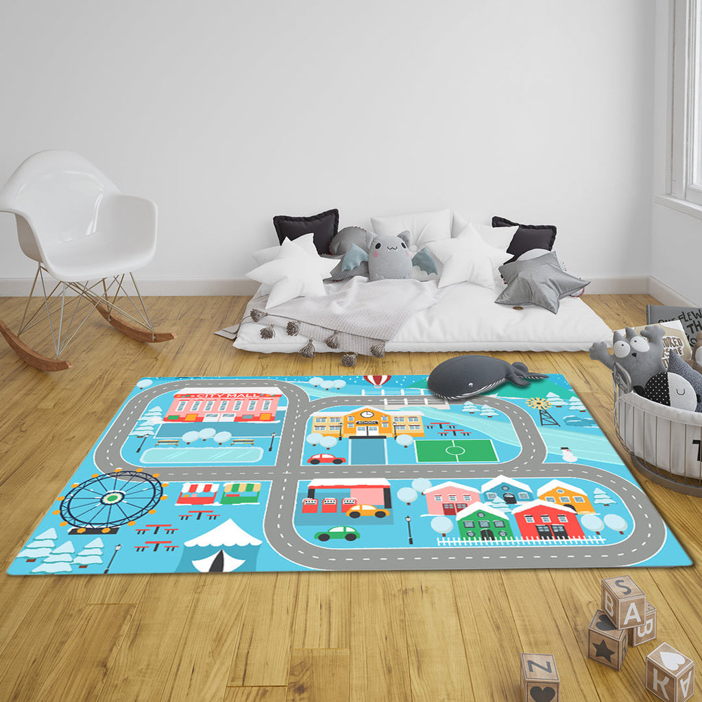 SOGA 2X 120cm Kids Rug Street Map Play Mat Educational Baby Theme Park Area Rugs
