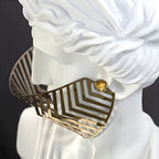 SOGA 45cm White Resin Bust – Gold Striped Mask Sculpture