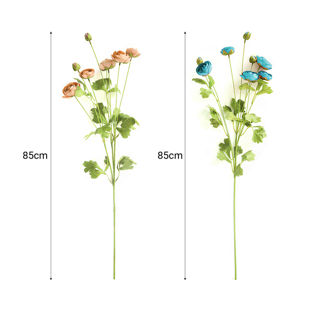 SOGA 51cm Blue Glass Tall Floor Vase with 12pcs Artificial Fake Flower Set