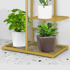 SOGA 5 Tier 6 Pots Gold Metal Plant Stand Flowerpot Display Shelf Rack Indoor Home Office Decor