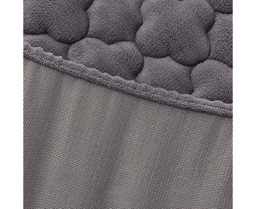 SOGA 2X Grey 153cm Wide Mattress Cover Thick Quilted Fleece Stretchable Clover Design Bed Spread Sheet Protector with Pillow Covers