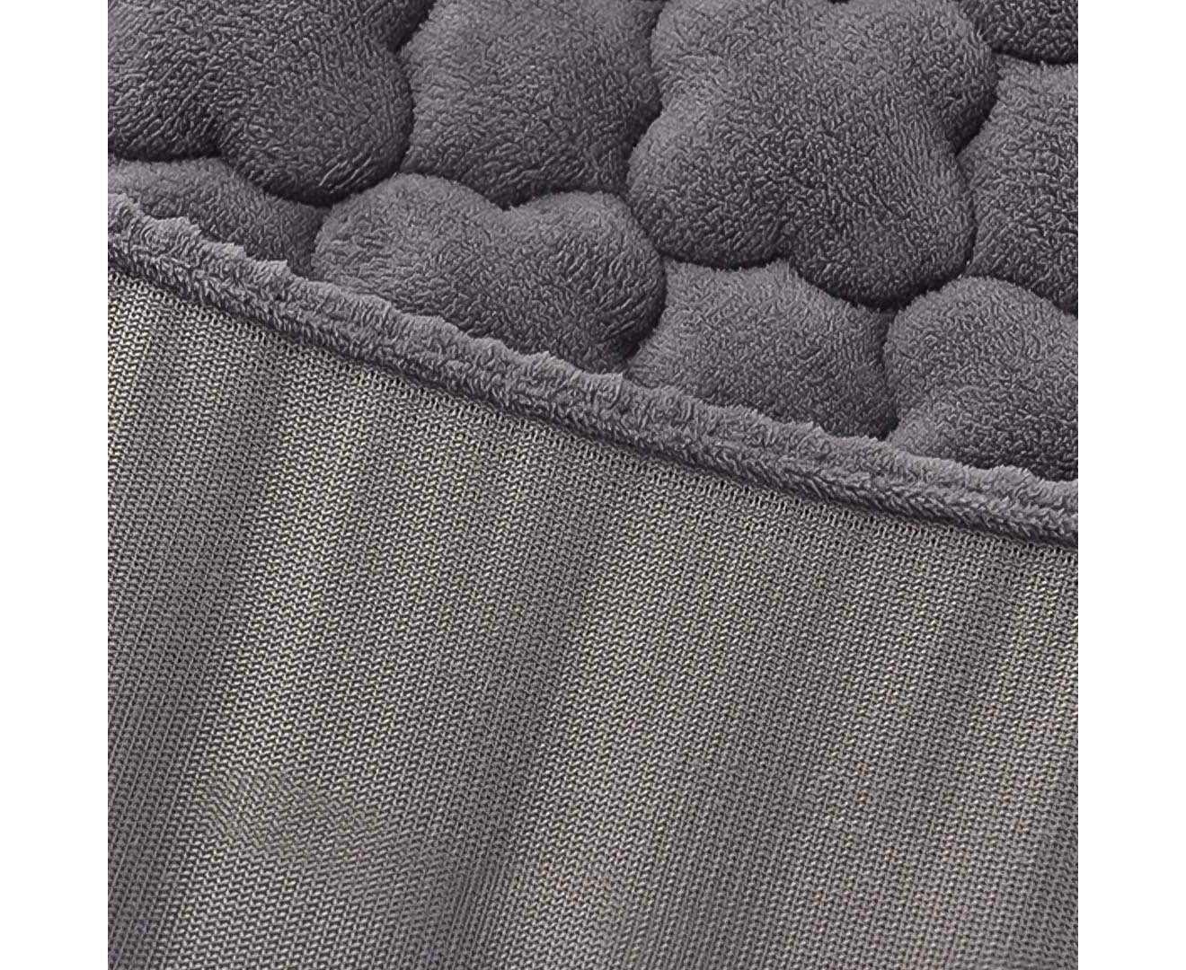 SOGA 2X Grey 153cm Wide Mattress Cover Thick Quilted Fleece Stretchable Clover Design Bed Spread Sheet Protector with Pillow Covers