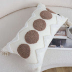 SOGA 2X Boho Tufted Cushion 30x50cm Tassel White Brown Circle Decorative Throw Pillow $ 140