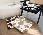 SOGA Brown Cow Print Cushion – Soft Plush Backrest for Home & Office