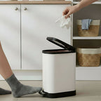 SOGA 2X Foot Pedal Stainless Steel Rubbish Recycling Garbage Waste Trash Bin U White 10L