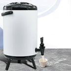 SOGA 4X 8L Stainless Steel Insulated Milk Tea Barrel Hot and Cold Beverage Dispenser Container with Faucet White