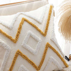 SOGA 2X Boho Tufted Cushion 45cm Tassel Beige Yellow Geometric Chevron Throw Pillow $ 140