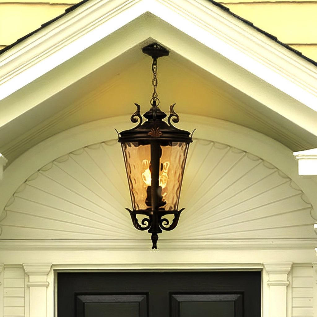 Vintage Lamp 2X 60.3cm Aluminum & Glass Lantern Elegant Chandelier Style Classic Hanging Light Antique-Inspired Design