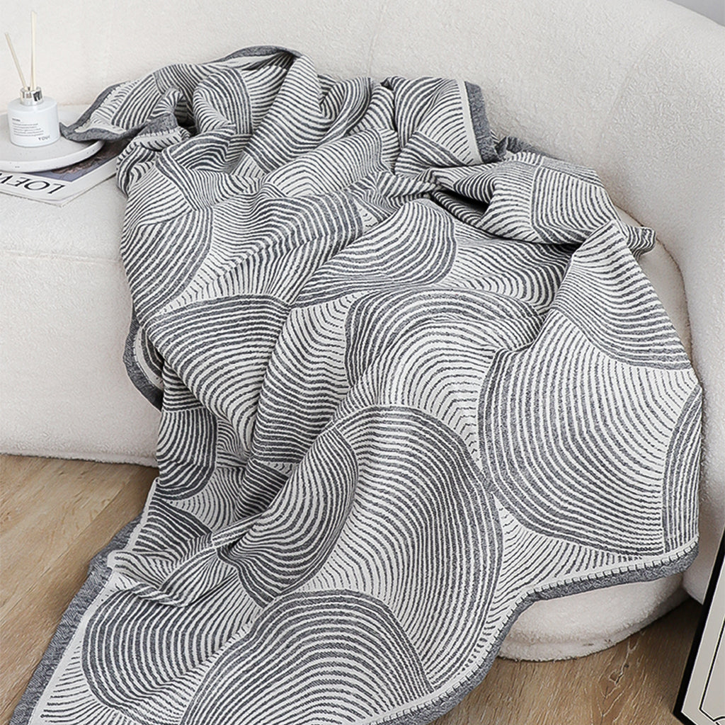 SOGA Charcoal Gray Geometric Swirl Throw Blanket 130x180cm Polyester
