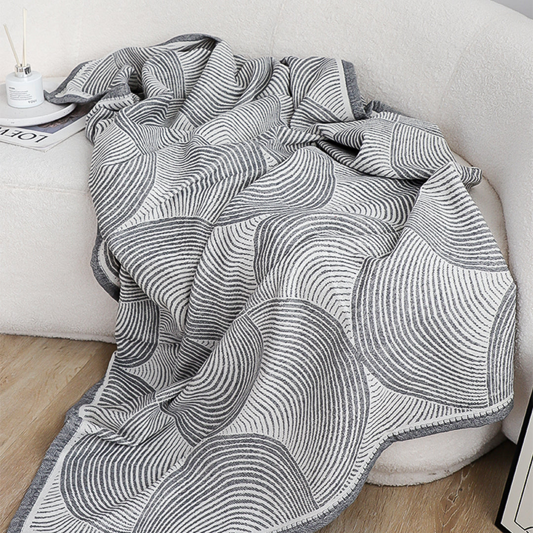 SOGA Charcoal Gray Geometric Swirl Throw Blanket 130x180cm Polyester