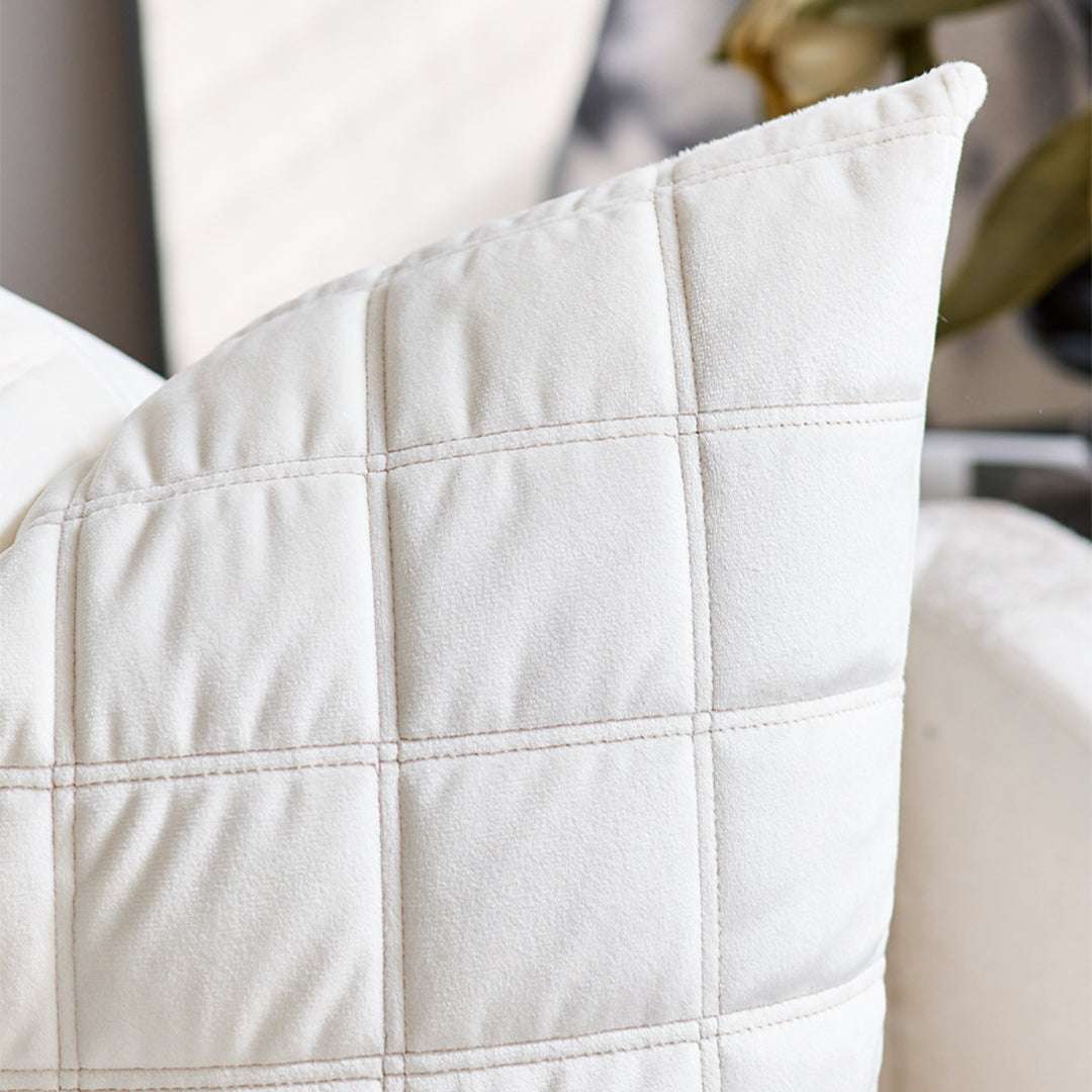 SOGA Quilted Cushion 50cm White Grid Pattern Soft Padded Decorative Throw Pillow $ 61