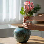 SOGA 21x22cm Light Blue Small Ceramic Flower Vase Elegant Living Room Home Decor