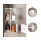 SOGA 2X 2 Tier Multifunctional PP Plastic Bag Box Portable Cubby DIY Storage Shelves Stackable Handbag Purse Organiser