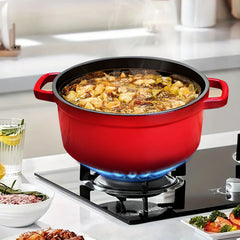 SOGA Cast Iron Enamel Porcelain Stewpot Casserole Stew Cooking Pot With Lid 2.7L Red 22cm