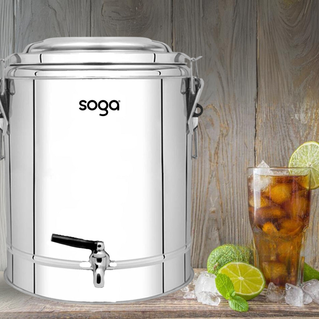 SOGA 50L Stainless Steel Insulated Stock Pot Dispenser Hot & Cold Beverage Container With Tap