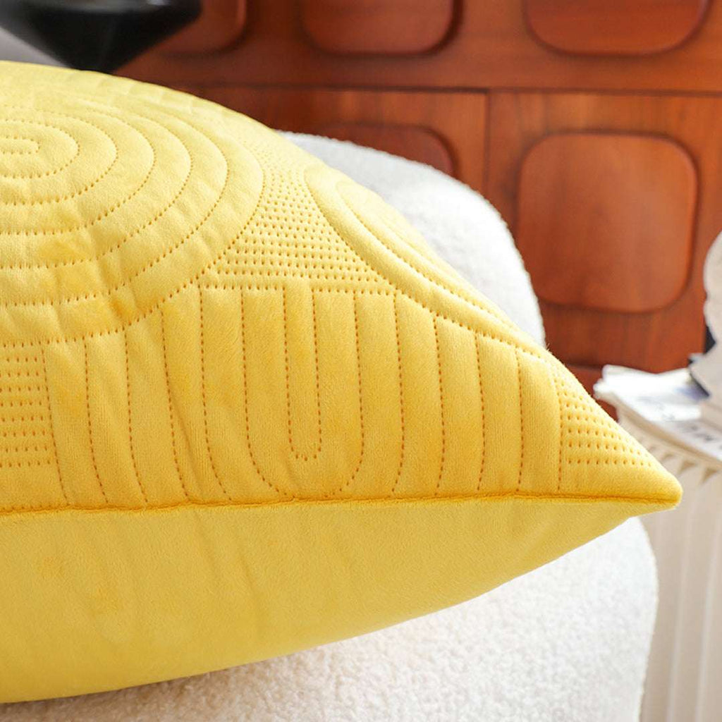 SOGA 2X 50cm Yellow Textured Geometric Pattern Decorative Throw Pillow $ 119