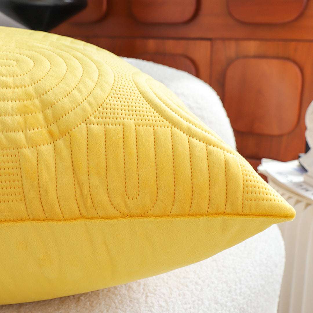 SOGA 2X 50cm Yellow Textured Geometric Pattern Decorative Throw Pillow $ 119