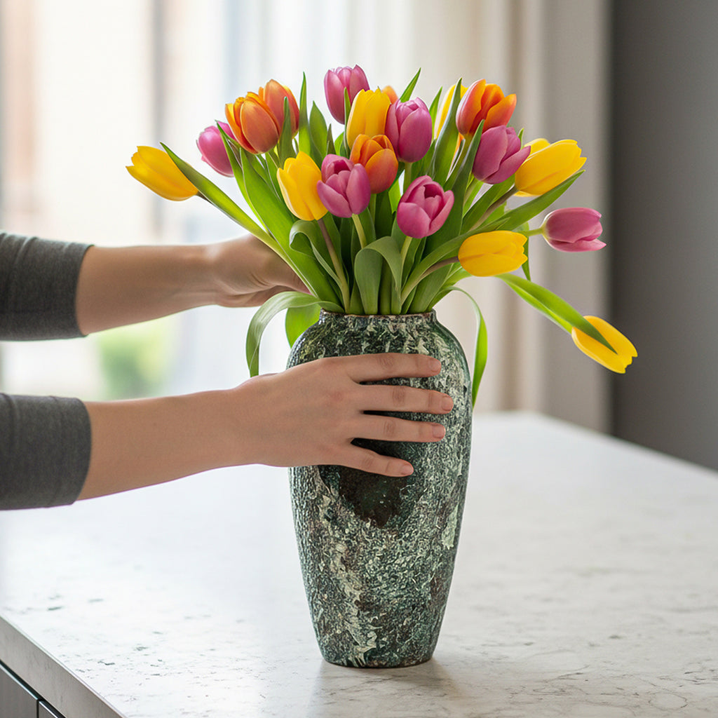 SOGA 35x17cm Green Large Ceramic Flower Vase Elegant Living Room Home Decor