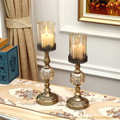 SOGA 47cm Glass Candle Holder Candle Stand Glass/Metal