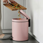 SOGA 4X Foot Pedal Stainless Steel Rubbish Recycling Garbage Waste Trash Bin Round 12L Pink