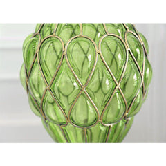 SOGA 67cm Green Glass Tall Floor Vase with 10pcs White Artificial Fake Flower Set