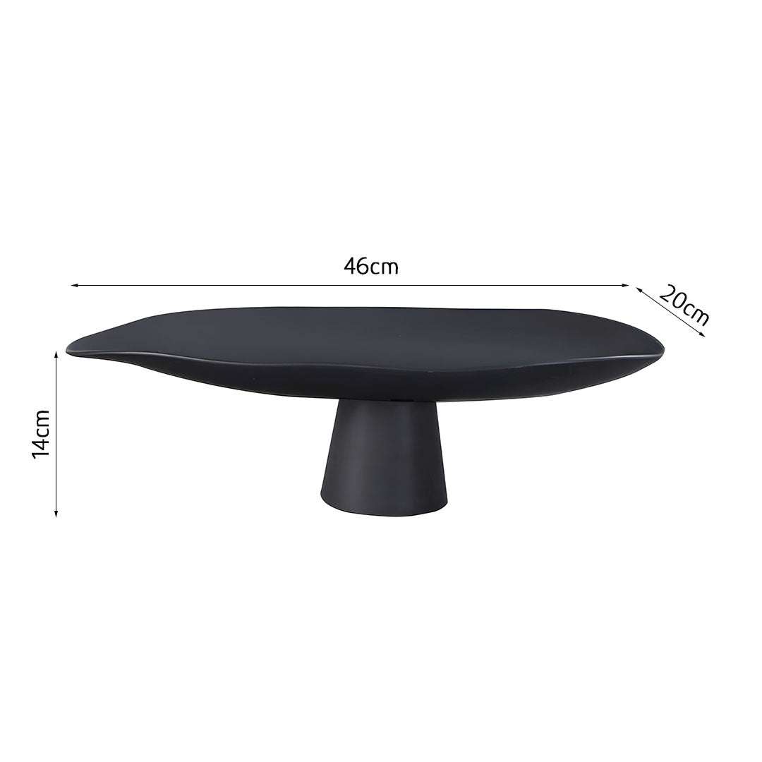 SOGA 46cm Black Ceramic Decorative Plate on Pedestal Stand