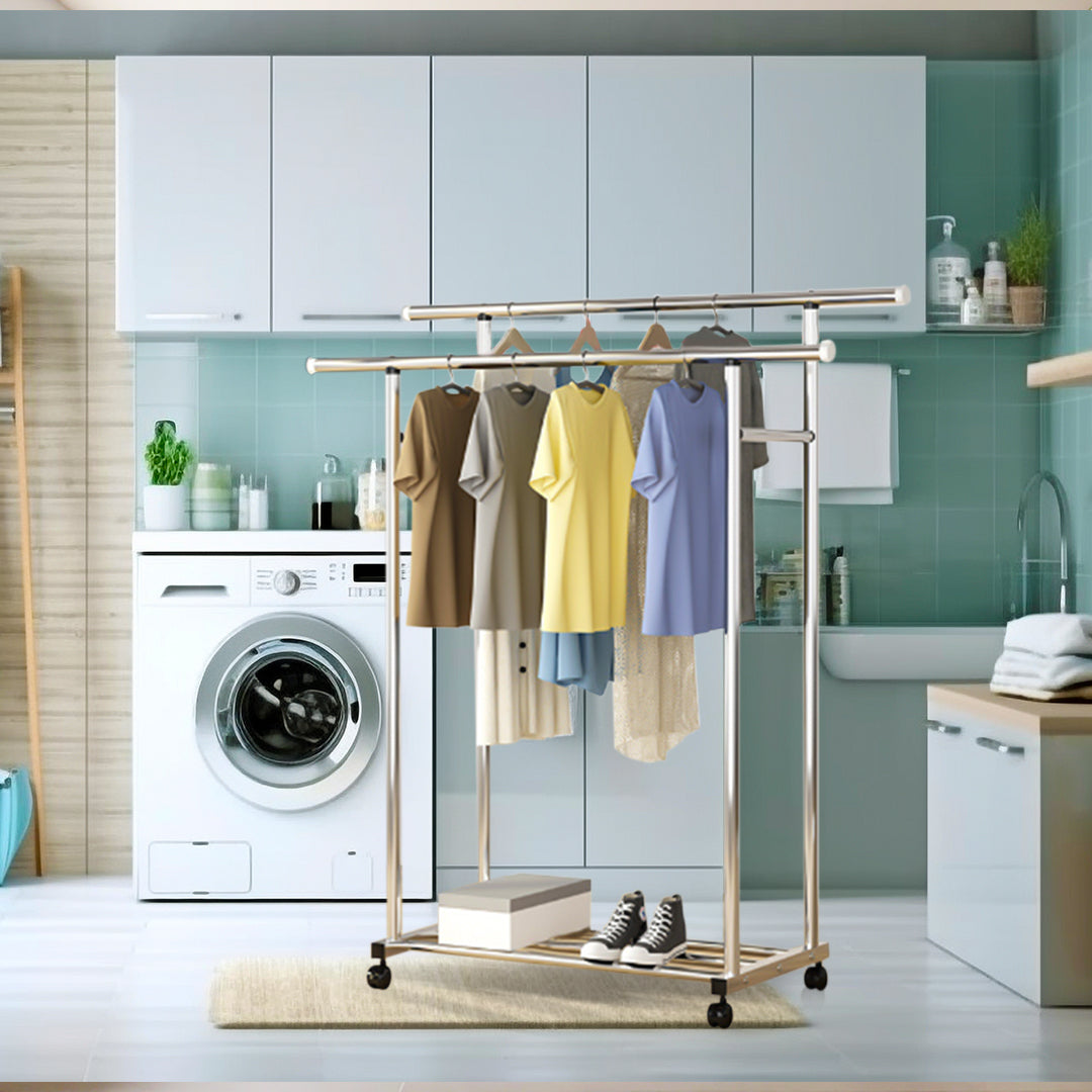 OGA 2X 120cm Stainless Steel Floor-Standing Clothes Rack - Durable and Space-Saving Laundry Organizer