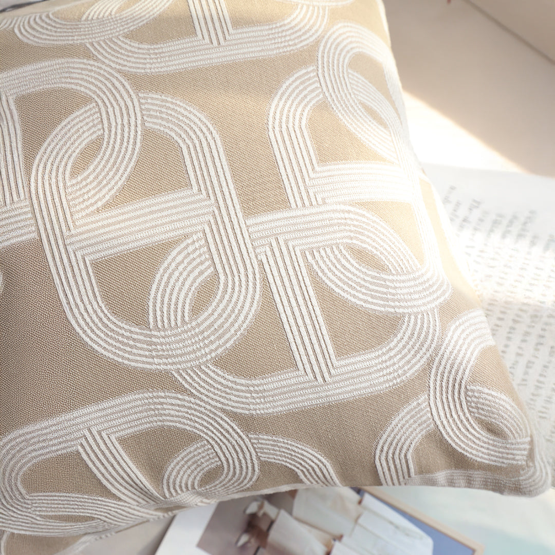 SOGA 2X 50cm Throw Pillow Beige Interlocking Geometric Pattern Modern Accent for Home Décor