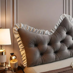 SOGA 90cm Crown Pillow Tufted Grey Headboard Cushion for Bed