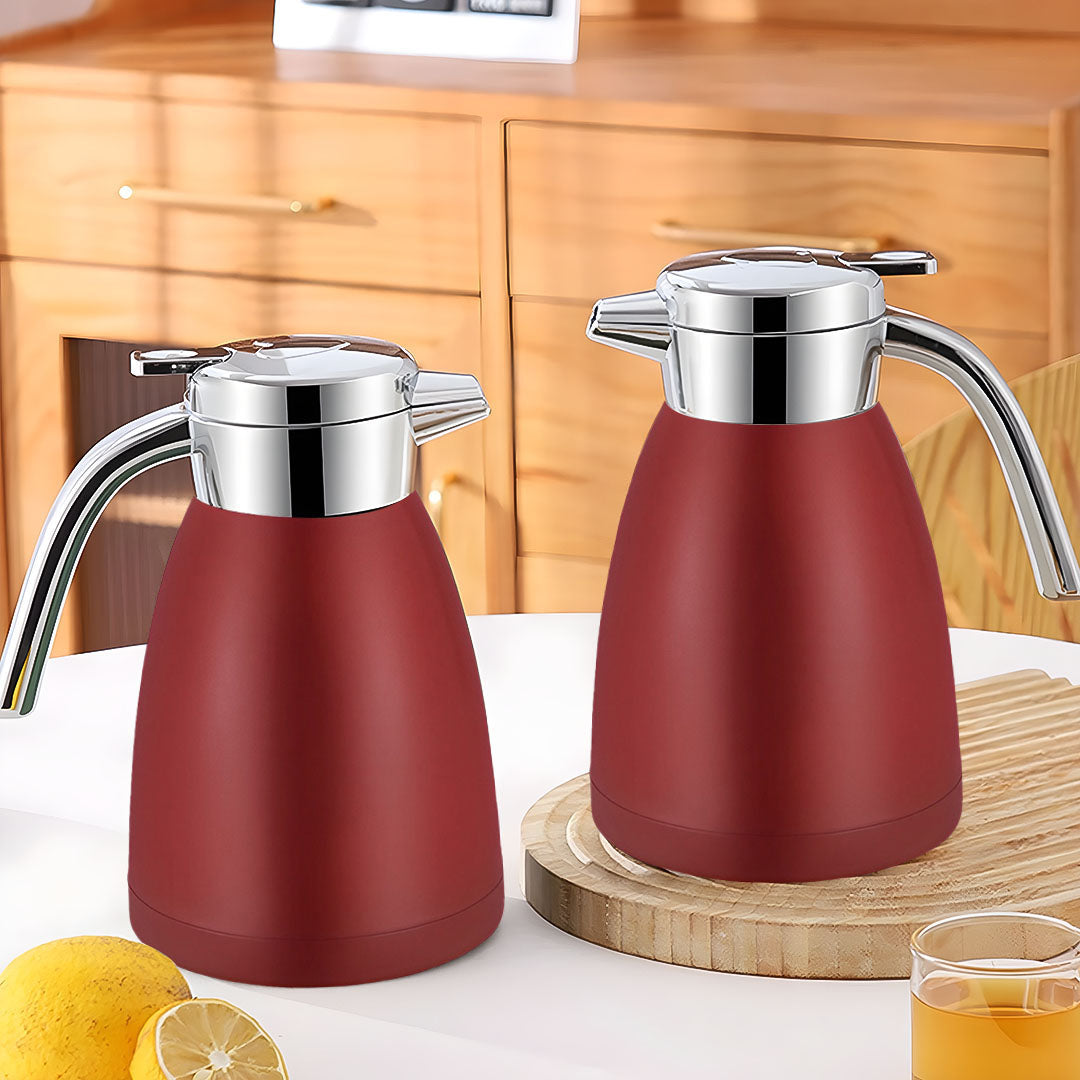 SOGA 2X 2.2L Stainless Steel Water Bottle Insulated Vacuum Flask Coffee Jug Thermal Red