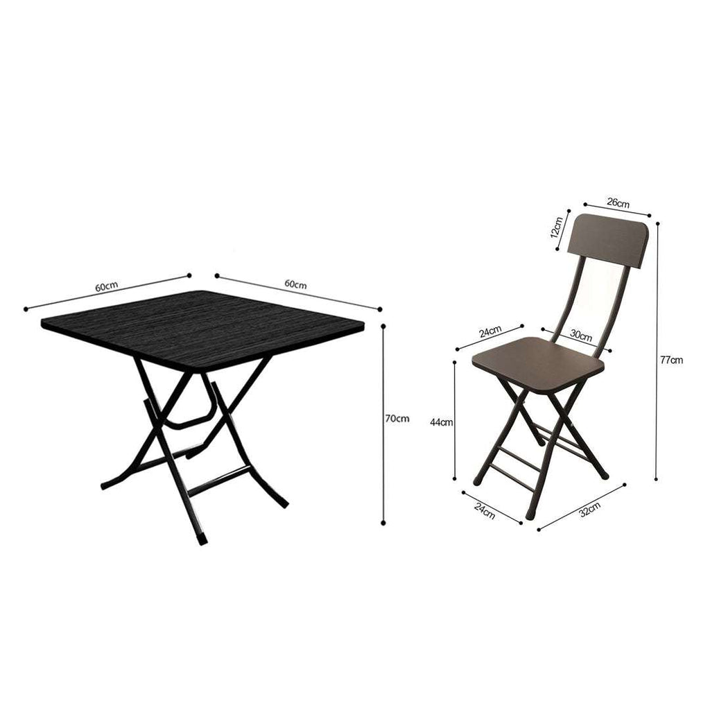 SOGA Home & Living Bundle – Black Folding Dining Table & 2 Foldable Chairs for Home Decor $ 0