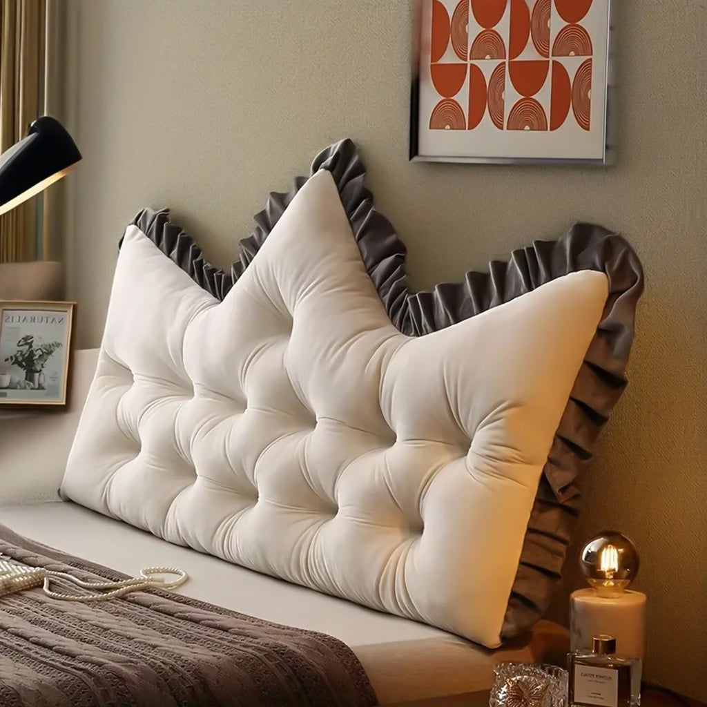 SOGA 150cm Crown Pillow Tufted Cream Headboard Cushion for Bed
