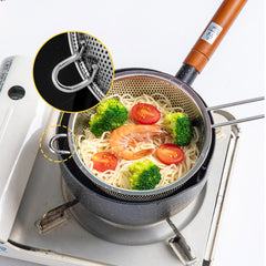 SOGA Stainless Steel Perforated Colander Fine Mesh Net Food Strainer Basket with Handle Skimmer Sieve Set