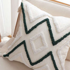 SOGA 2X Boho Tufted Cushion 45cm Tassel Beige Green Geometric Chevron Throw Pillow $ 140